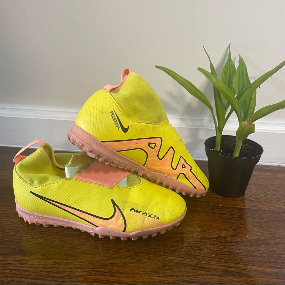 Kids Yellow and Pink Soccer Cleats